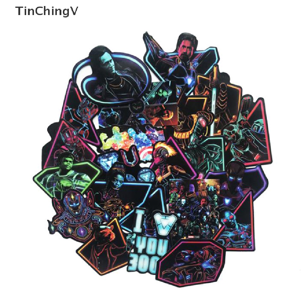 Bộ 100 Miếng Dán Neon Marvel Avengers Trang Trí Laptop Ván Trượt Hành Lý