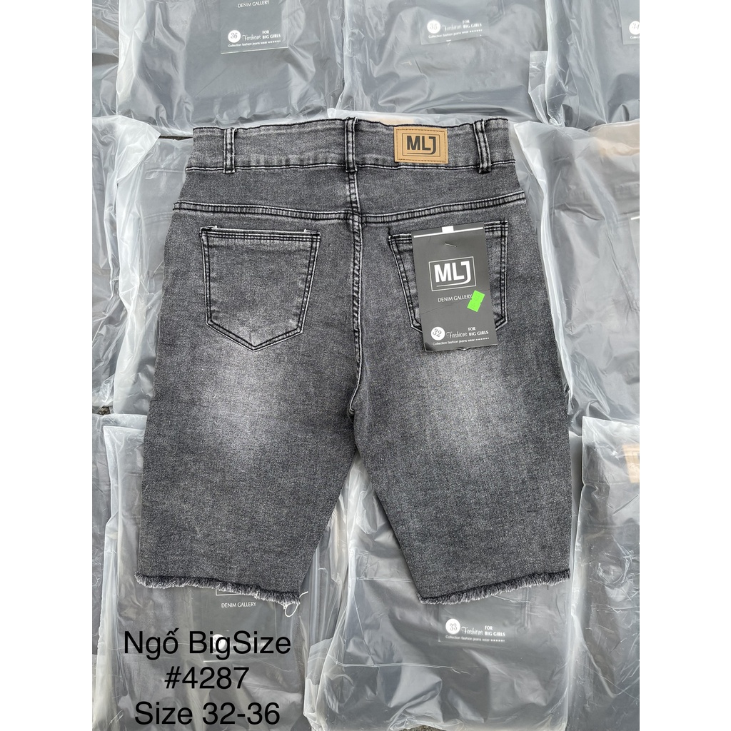 [60kg~90kg] Quần jean ngố / lửng màu xám lông chuột BIGSIZE lưng cao 2 nút, co dãn mạnh rẻ đẹp 4287