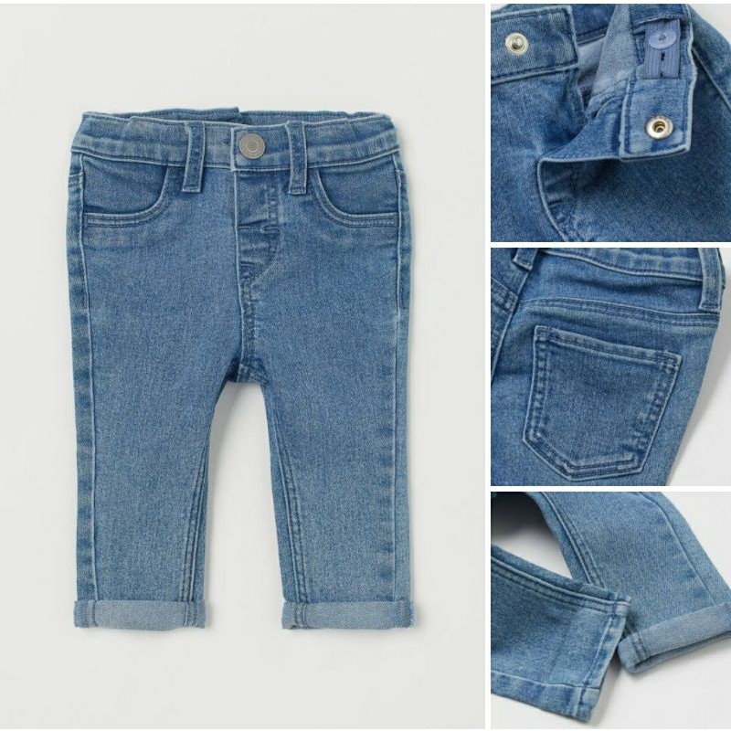 Quần jean mềm xanh nhạt săn sale HM US sz 6-9, 9-12, 1.5-2