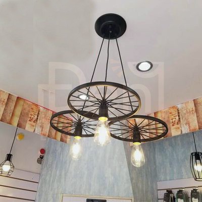 ĐÈN THẢ TRANG TRÍ VĂN PHÒNG,PHÒNG NGỦ,PHÒNG KHÁCH,BÀN ĂN.BAR,BARBER SHOP HÌNH BÁNH XE KÈM BÓNG YJP-16 (bộ 3 bó