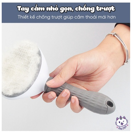 Lược Chải Lông Chó Mèo Có Nút Bấm Dễ Dàng Loại Bỏ Lông Sau Chải Tay Cầm Làm Bằng Silicon Dễ Dàng Gỡ Rối Lông Thực Phẩm