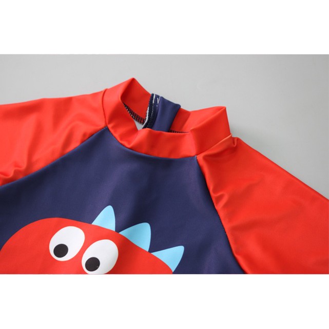 ( HẾT HÀNG )Bộ bơi đồ bơi bé trai liền khủng long đỏ kèm mũ 8- 25kg