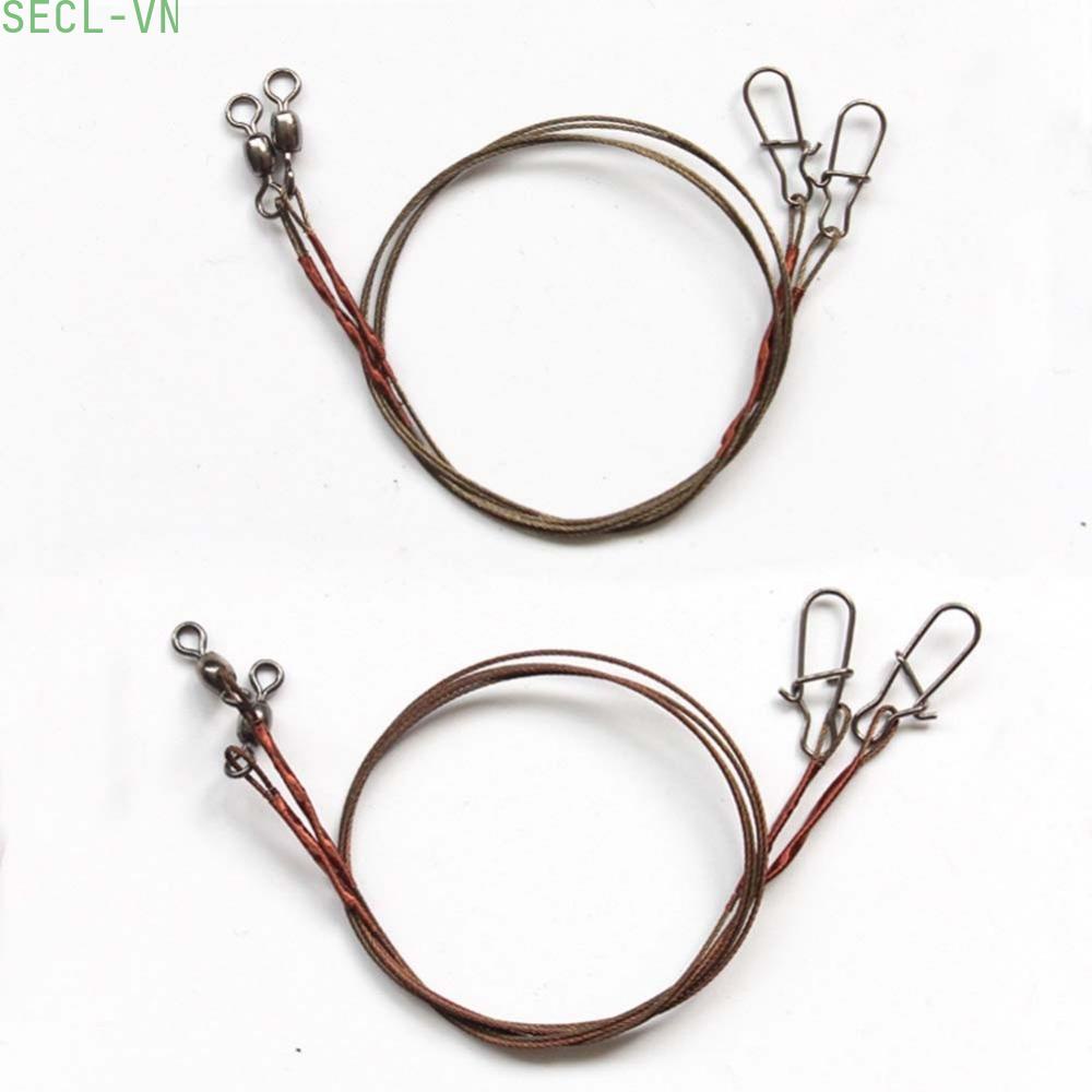 2pc Duo-Lock Fishing Line Steel Wire Leader W/ Snap &Swivels Wire Leadcore Leash