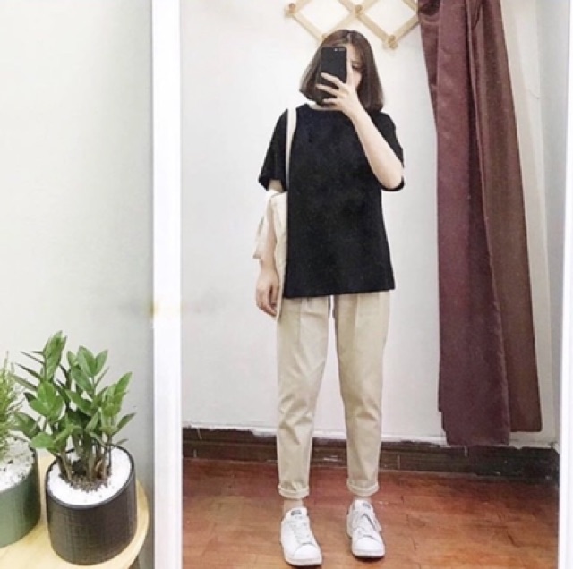 Quần Kaki Baggy Ống Suông Basic Pant Unisex Cao Cấp ( 2 màu : Đen ,Tan)