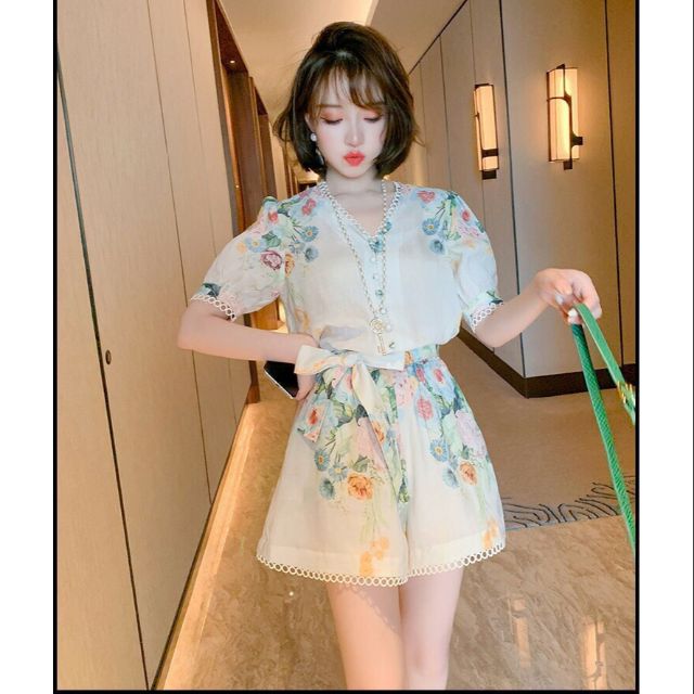 Hàng nhập - Jumpsuit ngắn nơ eo, bộ jum đùi