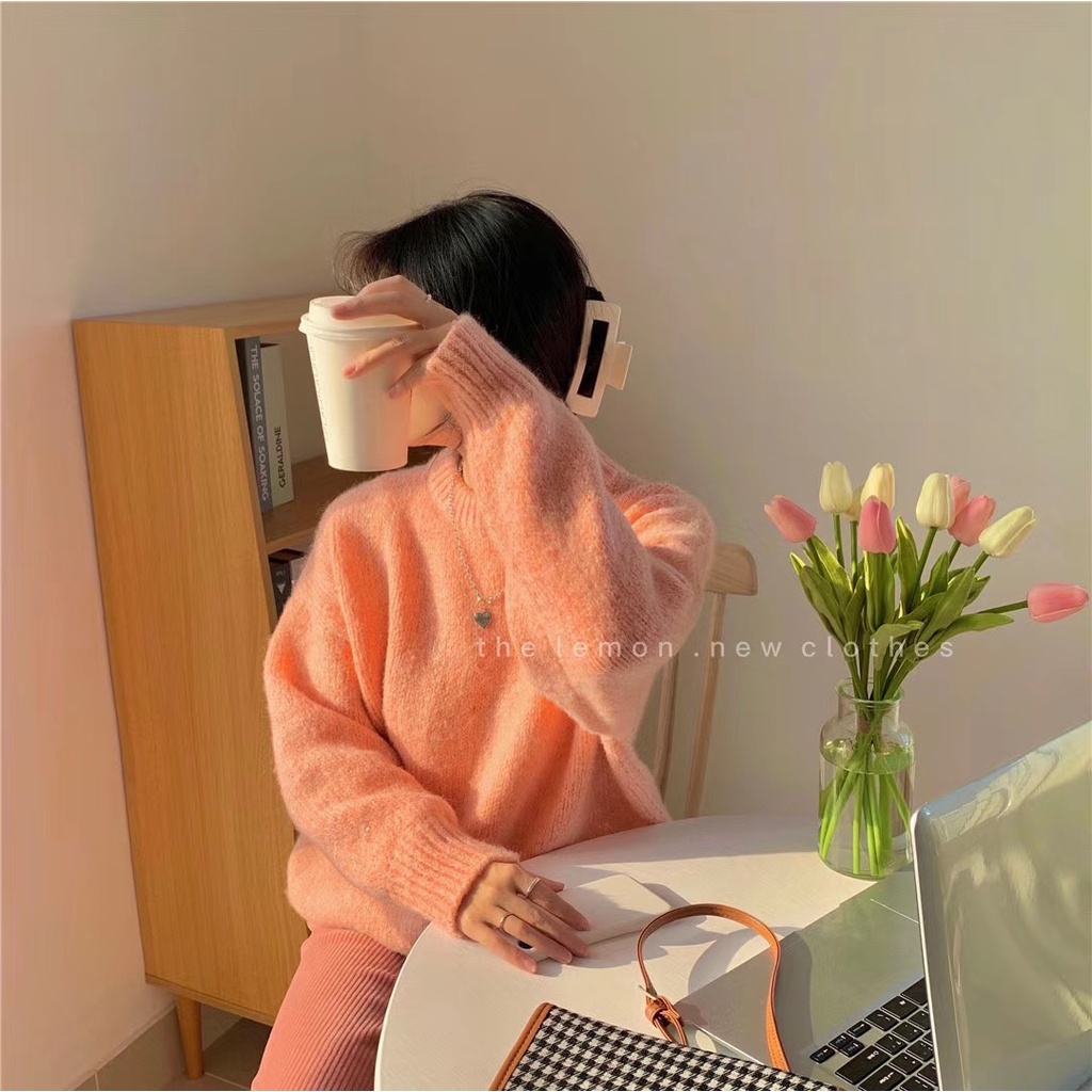 Áo sweater dệt kim cổ tròn dáng rộng phong cách thời trang hàn quốc có 5 màu | BigBuy360 - bigbuy360.vn