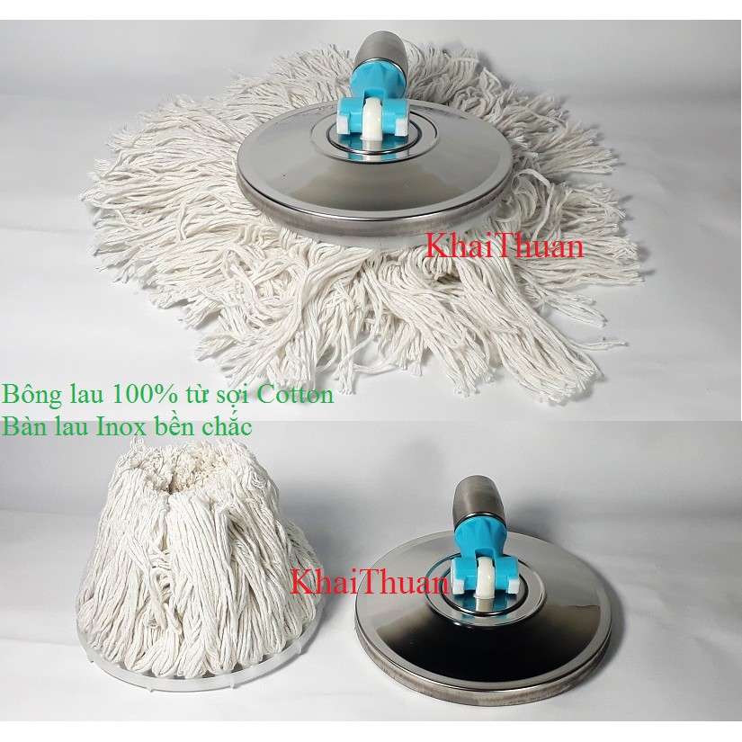 Cây Lau Nhà Inox Xoay 360 Độ Không Rỉ Sét Kèm Bông Lau 100% Cotton Loại Tốt