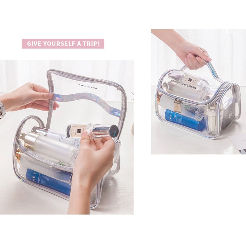 Túi Đựng Đồ Trang Điểm Trong Suốt Bằng PVC Có Khóa Kéo Tiện Dụng