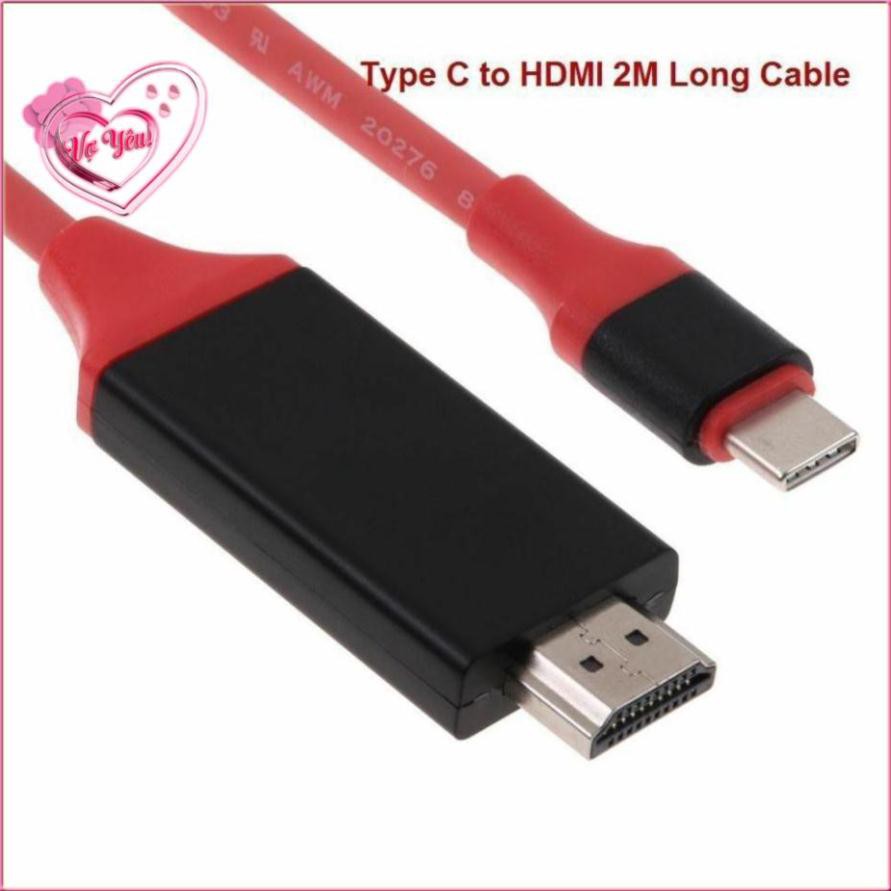 Cáp HDMI chuyển đổi Type C sang Tivi chuẩn HD-4K dài 2m