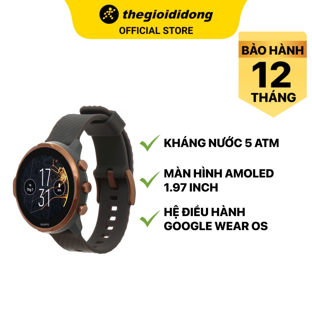 Đồng hồ thông minh Suunto 7 kháng nước 5ATM theo dõi nhịp tim màn hình AMOLED 1.97&quot; - Chính hãng BH 24 tháng