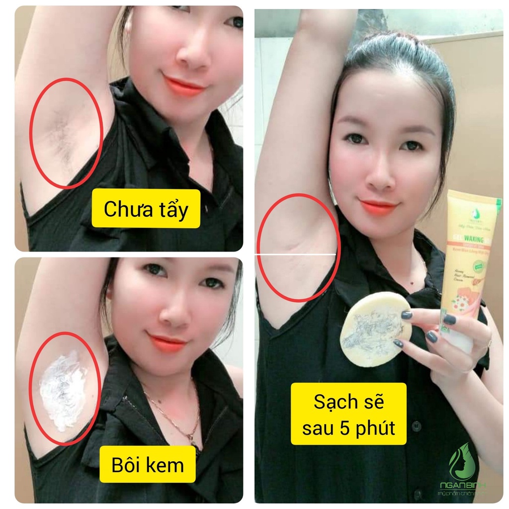 Gel waxing VEO kem tẩy lông Ngân Bình làm sạch vùng lông dưới cánh tay, lông nách, lông chân, lông tay, lông bikini