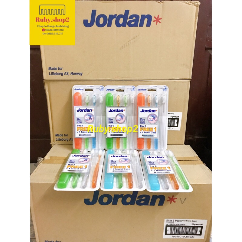 Sét 3 bàn chải đánh răng Jordan Slim supersoft kèm hộp đựng bàn chải