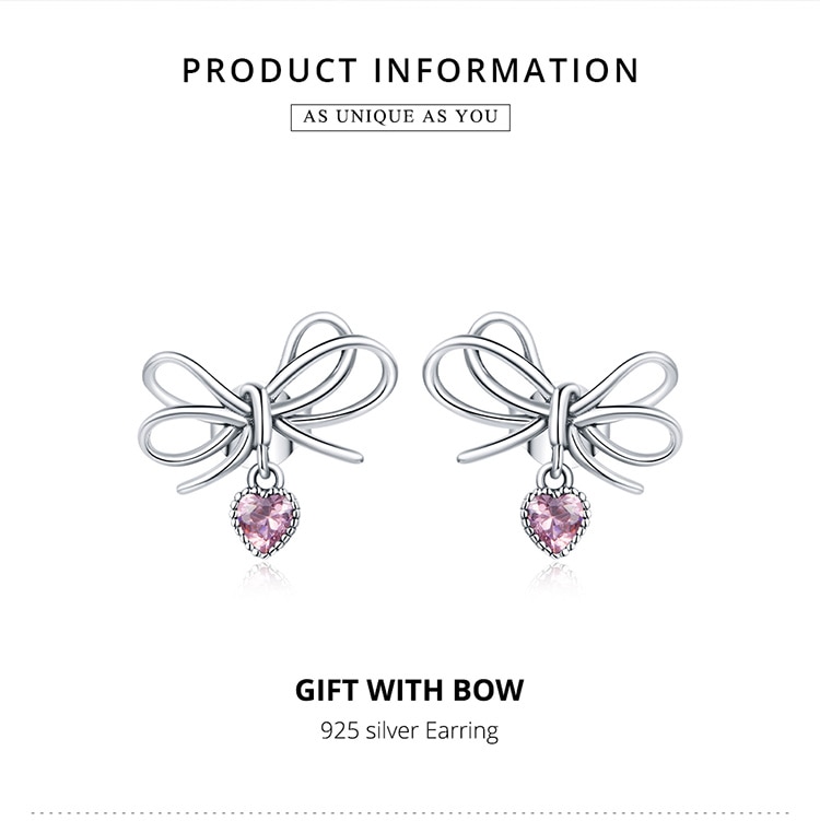 Khuyên Tai Bamoer SCE962 Bạc Thiết Kế Uốn Nơ Kiểu Vintage Dành Cho Nữ