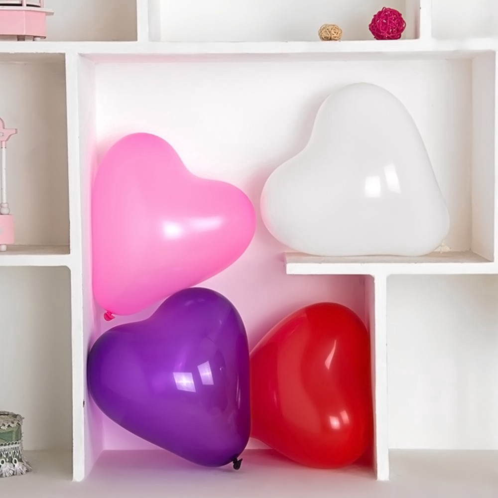 Bộ 100 bóng bay hình trái tim 10 inch trang trí tiệc