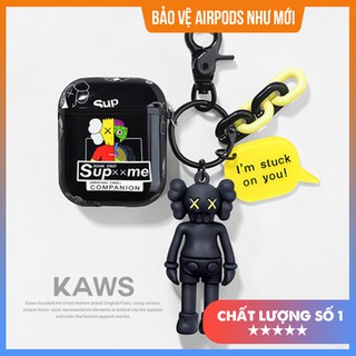 [Hàng Độc] Set Case Vỏ Bao Airpods Đựng Tai Nghe Airpod 1 2 Pro Kaws x Sup Nhựa Dẻo TPU Kèm Móc Khóa Cực Chất