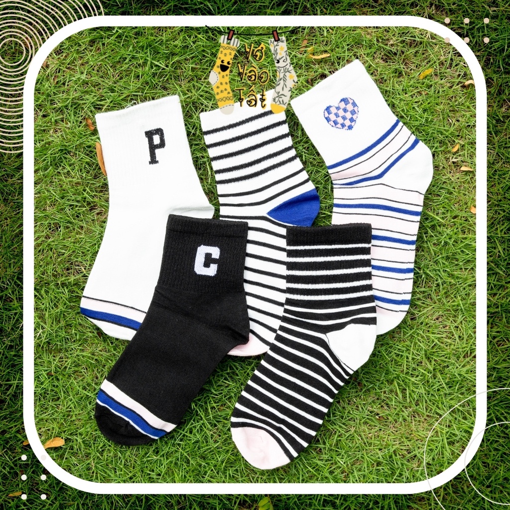 TẤT VỚ CỔ CAO TRUNG SỌC PHỐI 3 MÀU