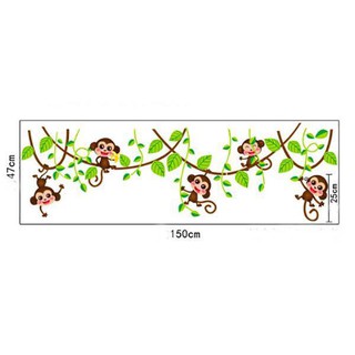 Decal dán tường 5 chú khỉ