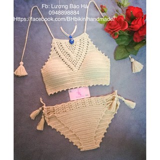 Freeship Bộ Bikini Len Móc Thời Trang 2018