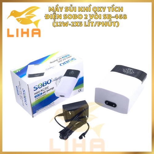 Máy Sủi Oxy Tích Điện 2 Vòi Sobo SB-468  - Sủi Oxi Cho Bể Cá