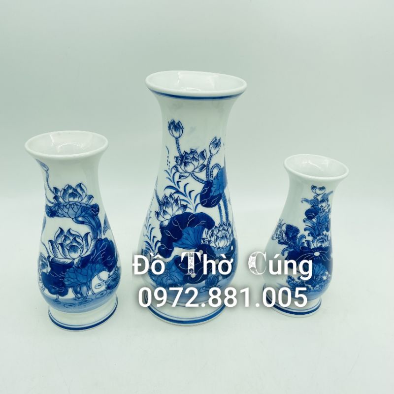 Lọ cắm hoa vẽ Sen men Lam dáng huệ