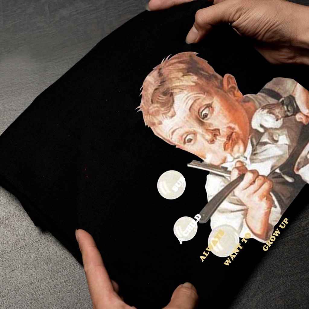 Áo thun tay lỡ nam nữ in hình KID cạo râu , Vải Cotton Form Oversize - SELECTED.STORE