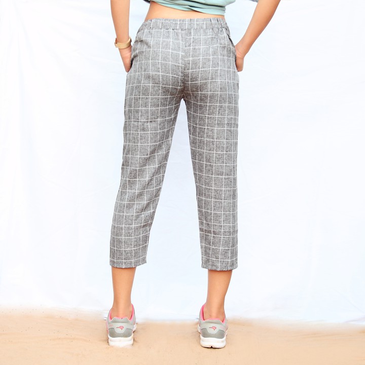 Quần lửng baggy jogger caro hàn quốc