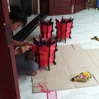 Đèn lục giácthêu rồng phụng Hội AN 40cm