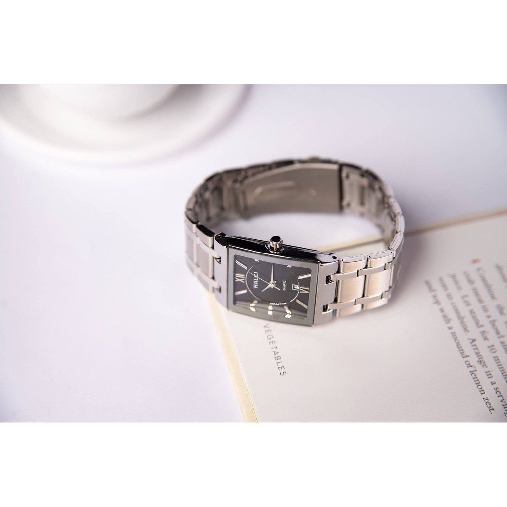 Đồng Hồ Nam HALEI 564M Cao Cấp Mặt Vuông Lịch Lãm Dây Bạc Mặt Đen | BigBuy360 - bigbuy360.vn