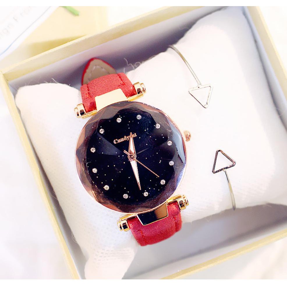 [CỰC ĐẸP] ĐỒNG HỒ NỮ DÂY DA CANDY CAT MẶT KIM TUYẾN 3D NGỌC NHÂN TẠO CỰC HOT DHD183 | BigBuy360 - bigbuy360.vn