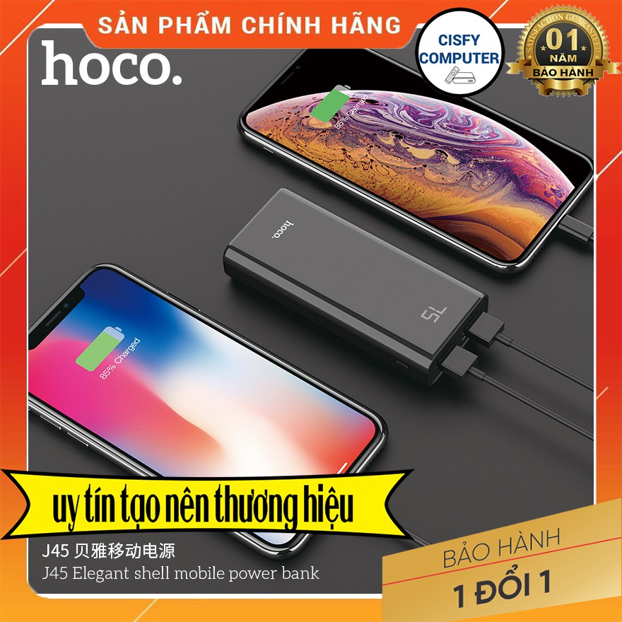 🌟CHÍNH HÃNG 🌟 Sạc Dự Phòng Hoco. J45 10.000mAh Màn Hình Led - Sạc 2 Thiết Bị Cùng Lúc - Bảo Hành 6T Theo Tem