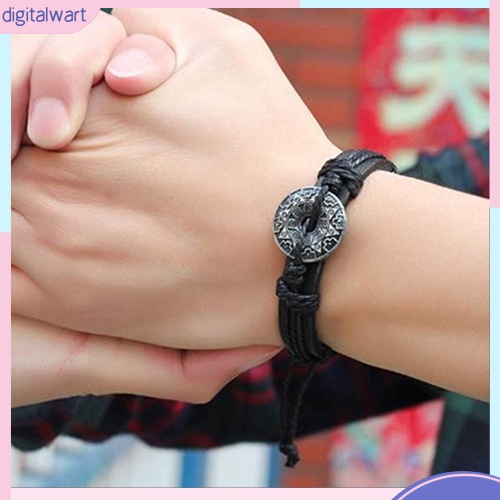 Vòng Tay Dây Giả Da Mặt Âm Dương Độc Đáo