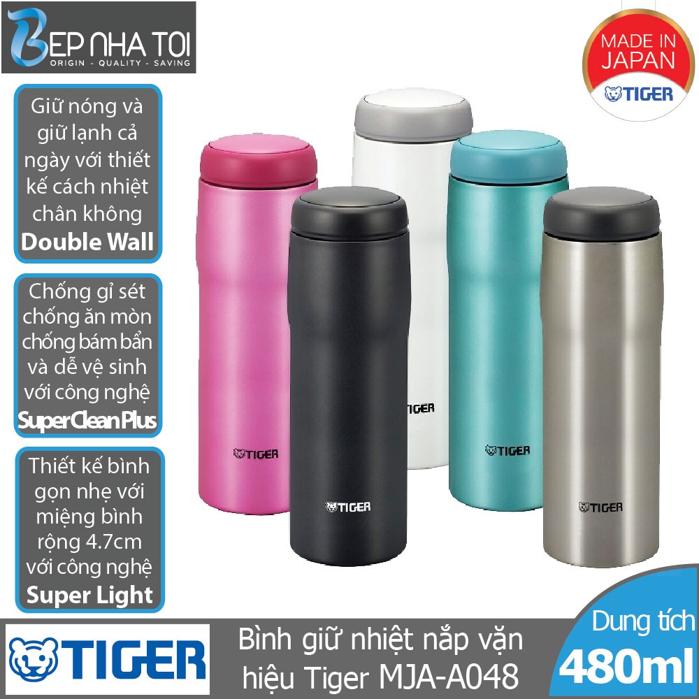 Bình giữ nhiệt Tiger nắp vặn MJA-A048 (480ml) - Hàng chính hãng