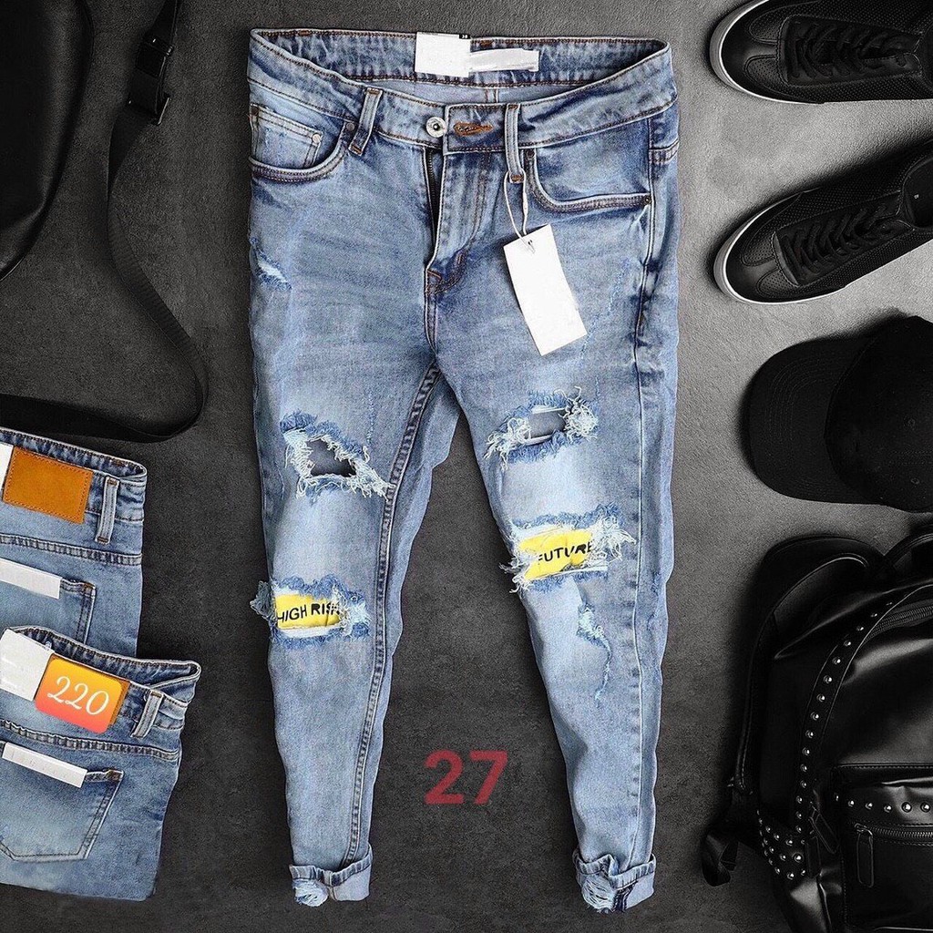 Quần jean nam chất bò co giãn-quần jean dài nam xước rách nhiều mẫu PN ms21 | BigBuy360 - bigbuy360.vn