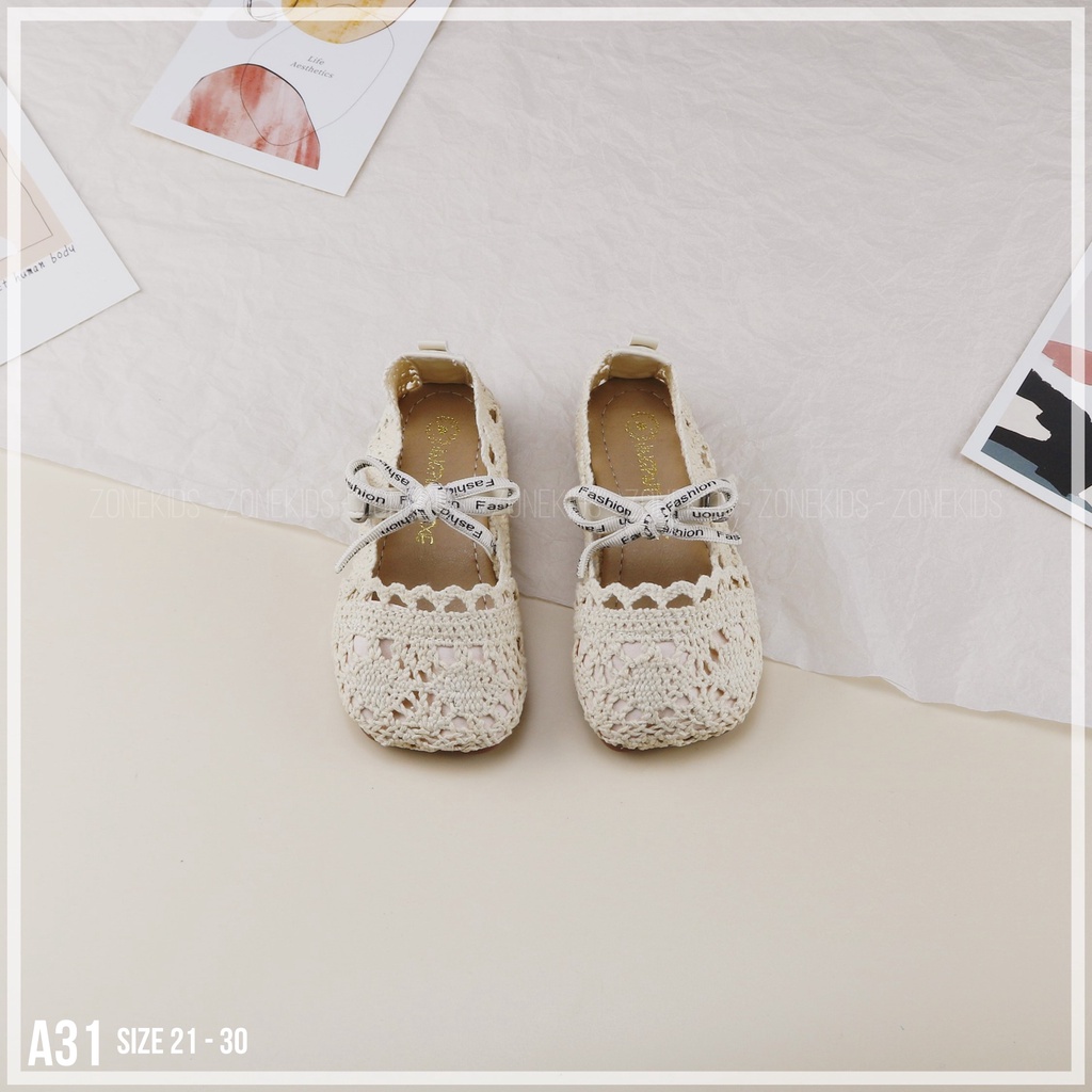 Giày búp bê vải phối nơ cho bé gái Zonekids - A31