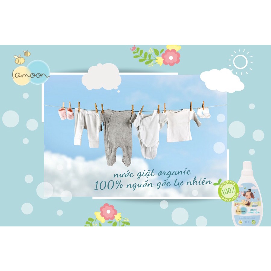 Nước giặt quần áo Organic cho bé Lamoon - Bình 750ml