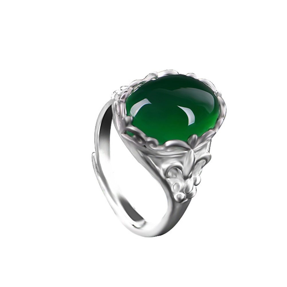 Nhẫn đính đá ngọc lục bảo nhân tạo phong cách vintage thời trang cho nữ