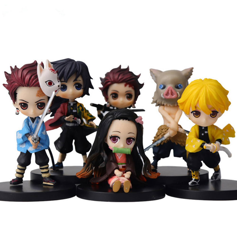 Set 6 mô hình nhân vật Anime Demon Slayer để bàn trang trí không gian