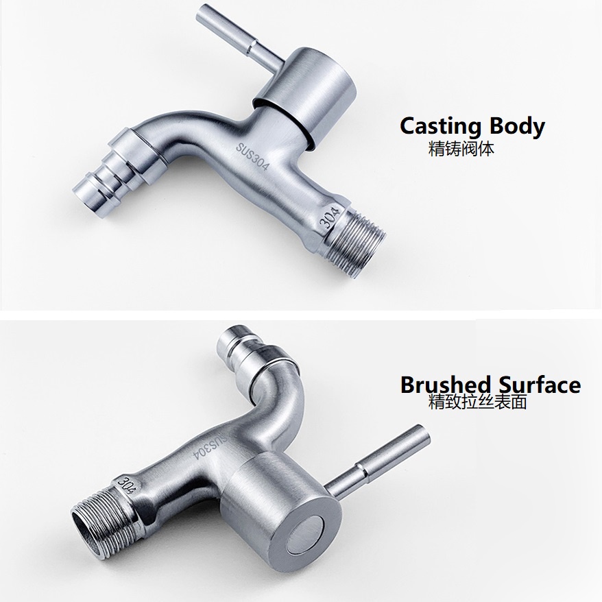 Vòi Nước Gắn Tường Nhà Tắm Chất Liệu Thép Không Gỉ SUS304