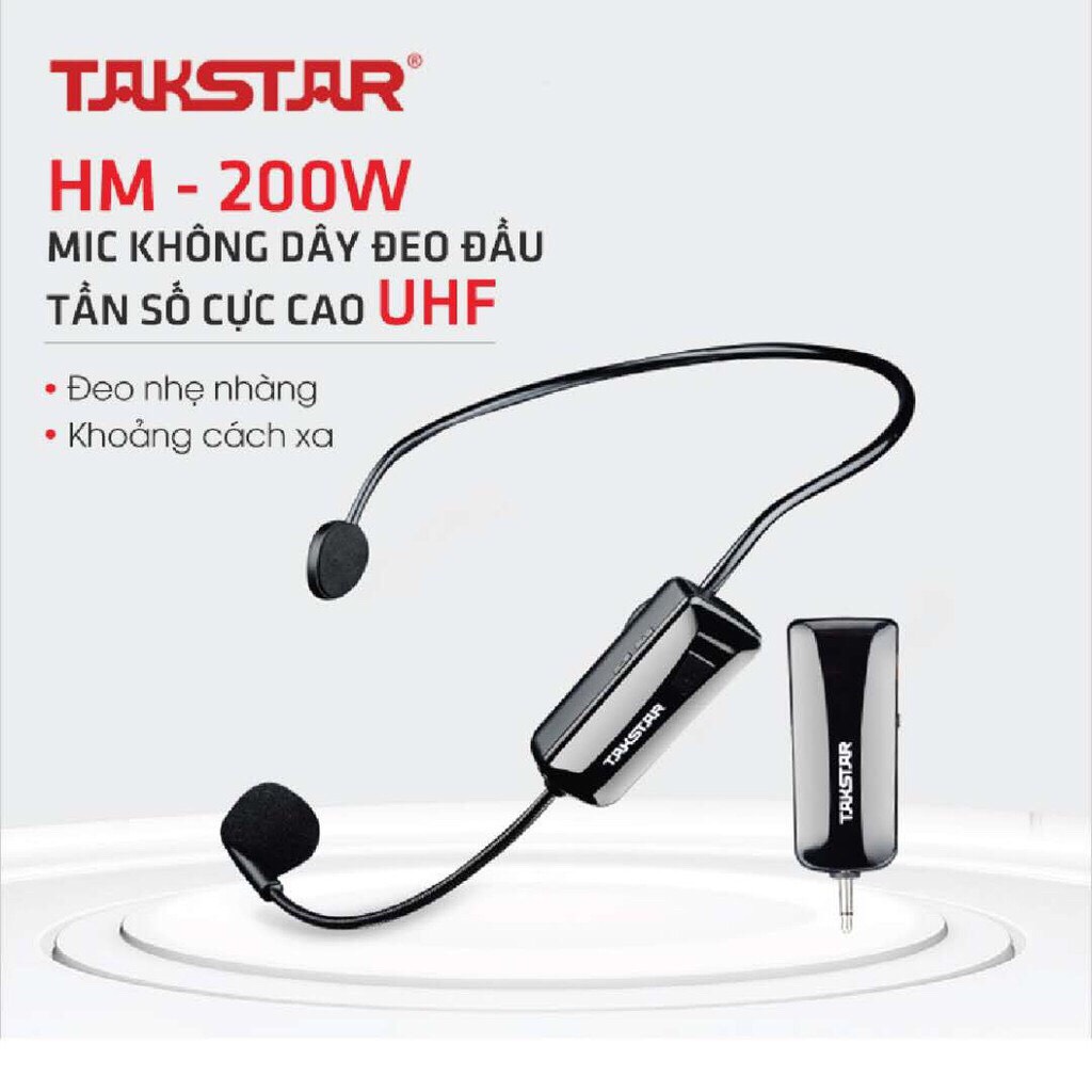 Mic không dây TAKSTAR HM 200W sóng  UHF Headworn Microphone - micro không dây đeo tai bắt xa tới 50m sóng khỏe
