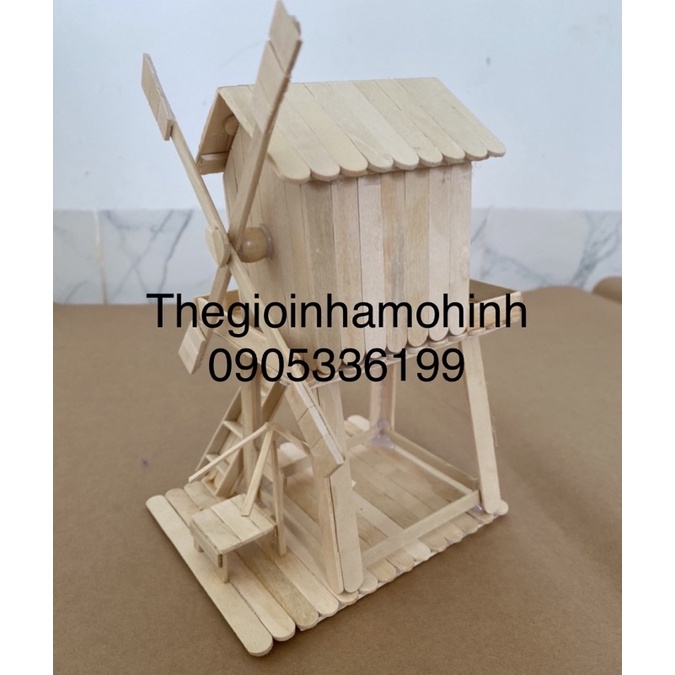 Nhà mô hình, mô hình cối xay gió, nhà que kem, que kem handmade