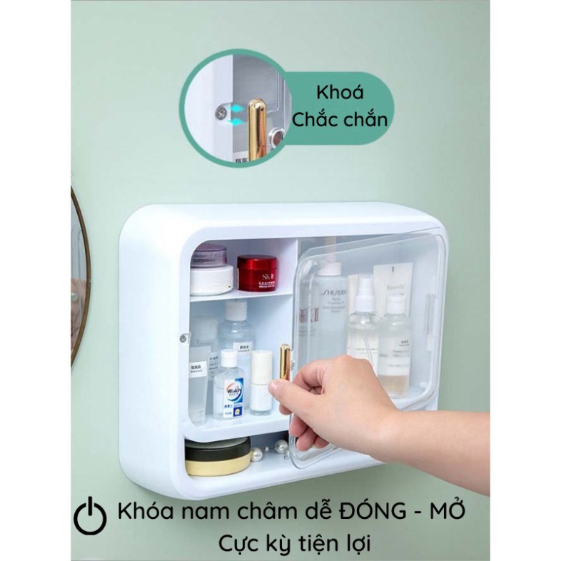 Kệ mỹ phẩm treo tường IMA- Tủ để đồ trang điểm dán tường hình chữ nhật bằng nhựa cao cấp