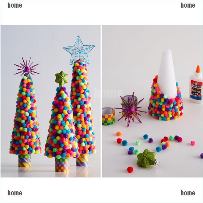 Set 100 quả pompom mini 10mm 20mm 30mm 40mm nhiều màu làm đồ chơi thủ công cho bé
