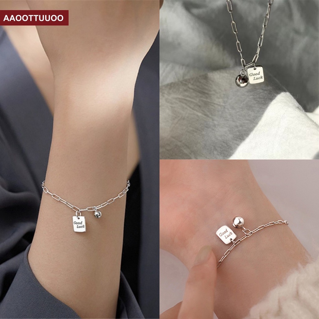 Vòng Tay Mặt Hình Quả Cầu Khắc Chữ Mang Lại May Mắn Thời Trang Dành Cho Nữ