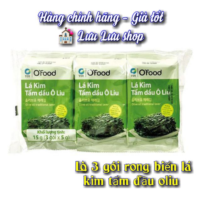 Rong biển tẩm dầu oliu ăn liền O'food lô 3 gói * 5gr