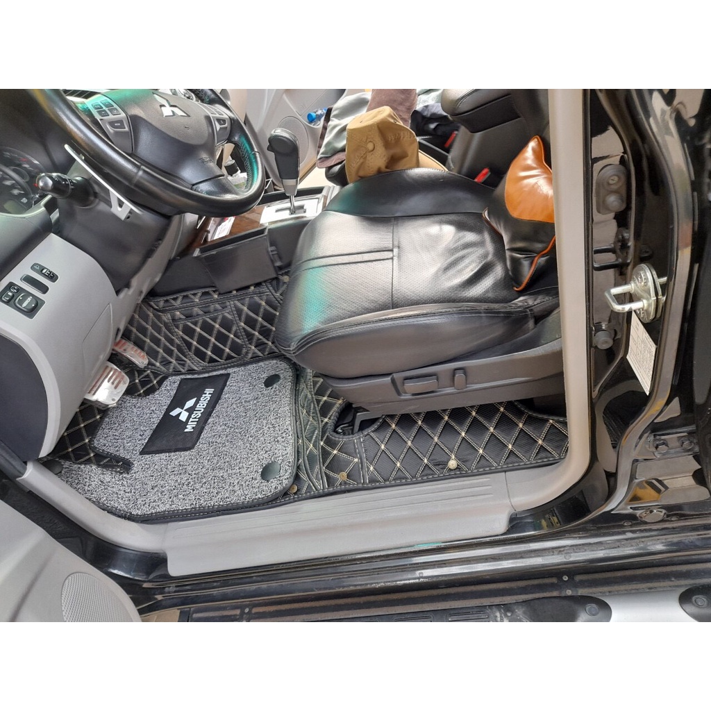 Thảm lót sàn ô tô 6D Mitsubishi Pajero Sport 2008-2021 chống nước, không mùi, phủ kín 90% sàn xe