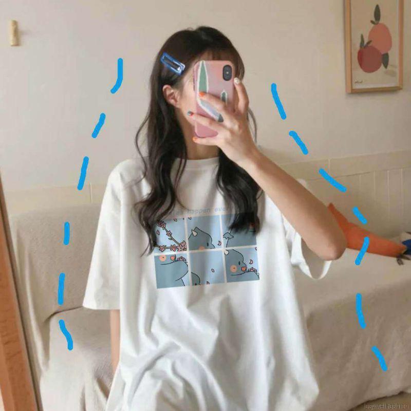 Áo thun form rộng cổ tròn ngắn tay thời trang mùa hè dành cho nữ