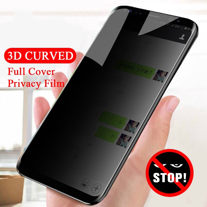 Samsung Galaxy Anti Spy 3D Full Cover Tempered Glass Film / Full Curved Privacy Screen Protector for Samsung Galaxy S9,S9Plus,S8,S8Plus,Note9,Note8,A10,A40,A70,A80,A90