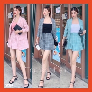 Set/ Bộ 3 món vest kẻ nữ siêu hot , bộ vest nữ