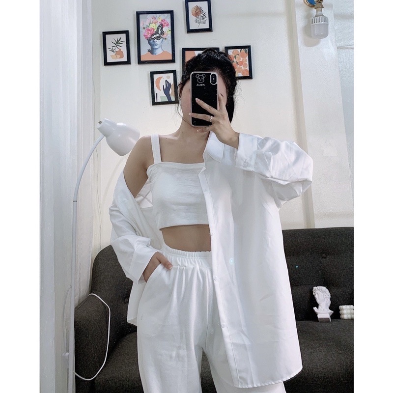 Áo Thun Croptop 2 Dây Bản To Có Đệm