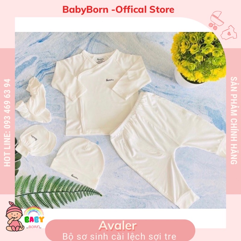 Avaler - Mẫu sơ sinh cài chéo trắng sợi tre mềm mịn